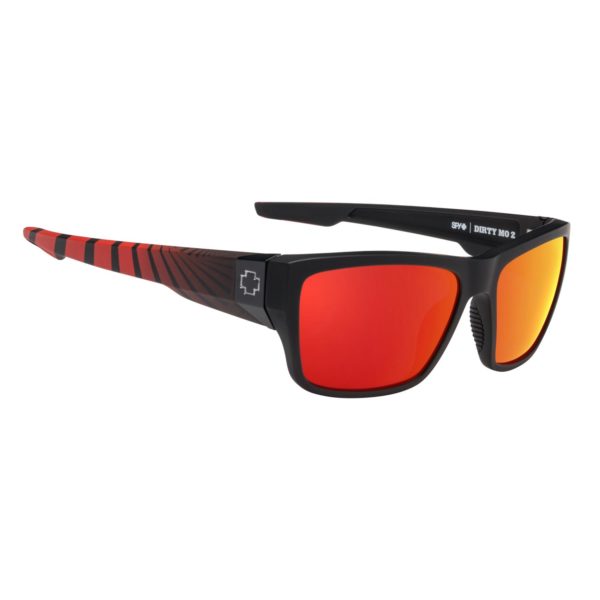 Spy Sunglasses Dirty Mo 2 in matte black red burst with red spectra polarized lenses